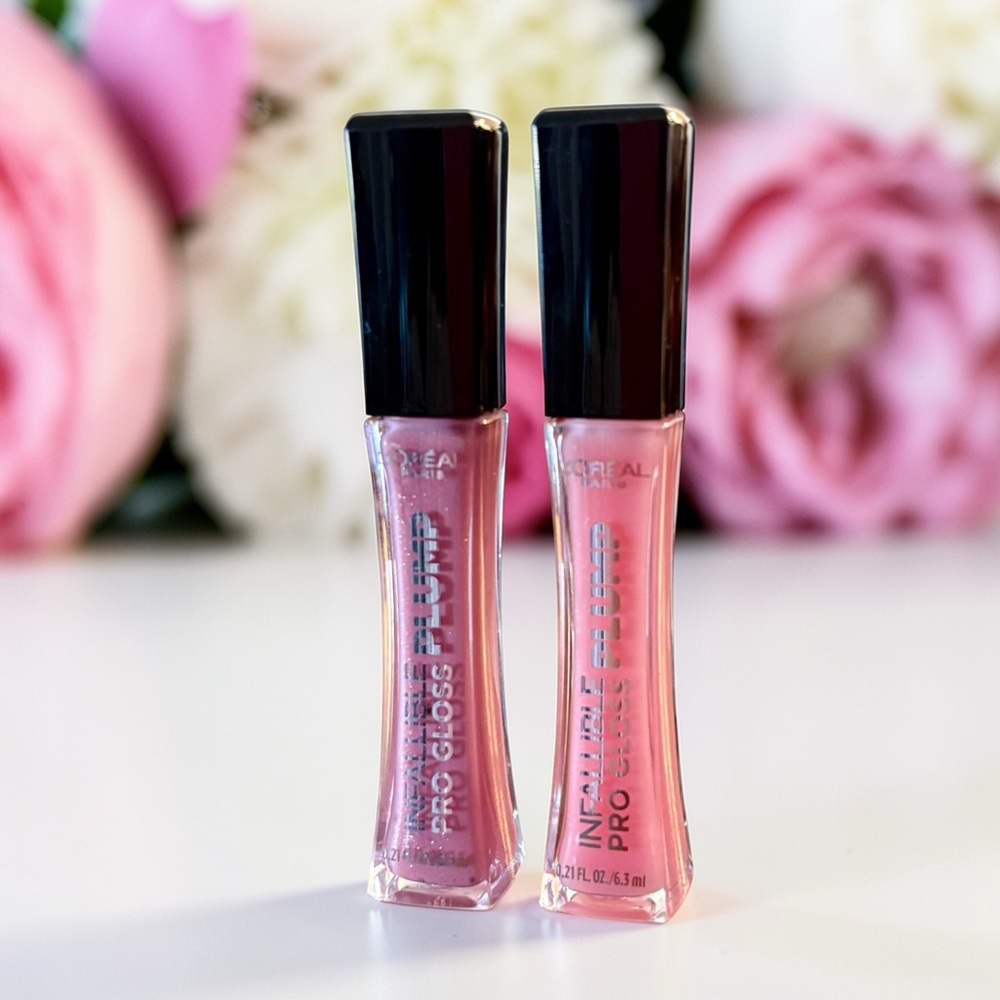 💎 x2 L'Oreal Paris Infallible Pro Plump Lip Gloss in Flush & Mauve Glow New